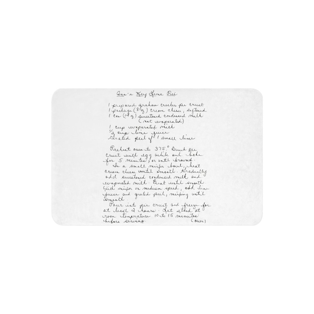 Sherpa blanket printed with a handwritten recipe